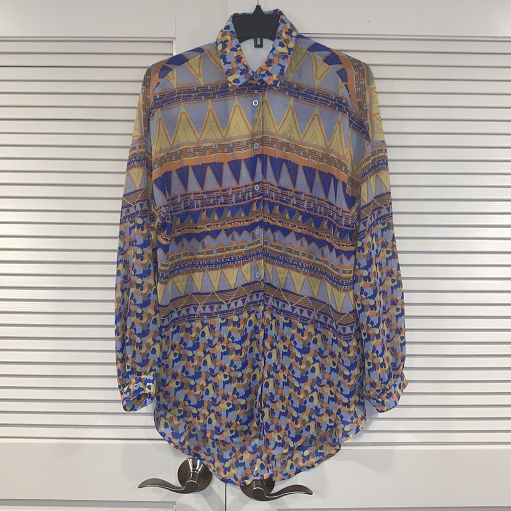Millau Open Back Aztec Blouse Size S